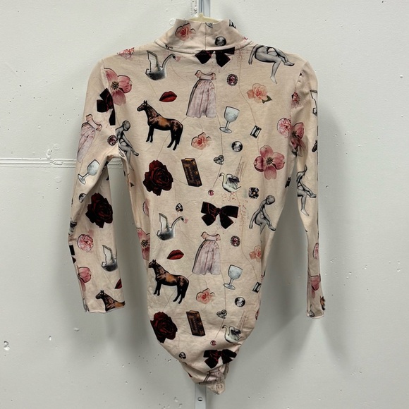 Samantha Pleet Starcrossed 3/4 Sleeve Bodysuit Collage Stretch Cream Medium - Picture 3 of 15